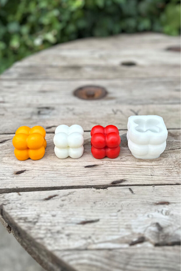 Bubble Küp Mini Silikon Mum Kalıbı - 5