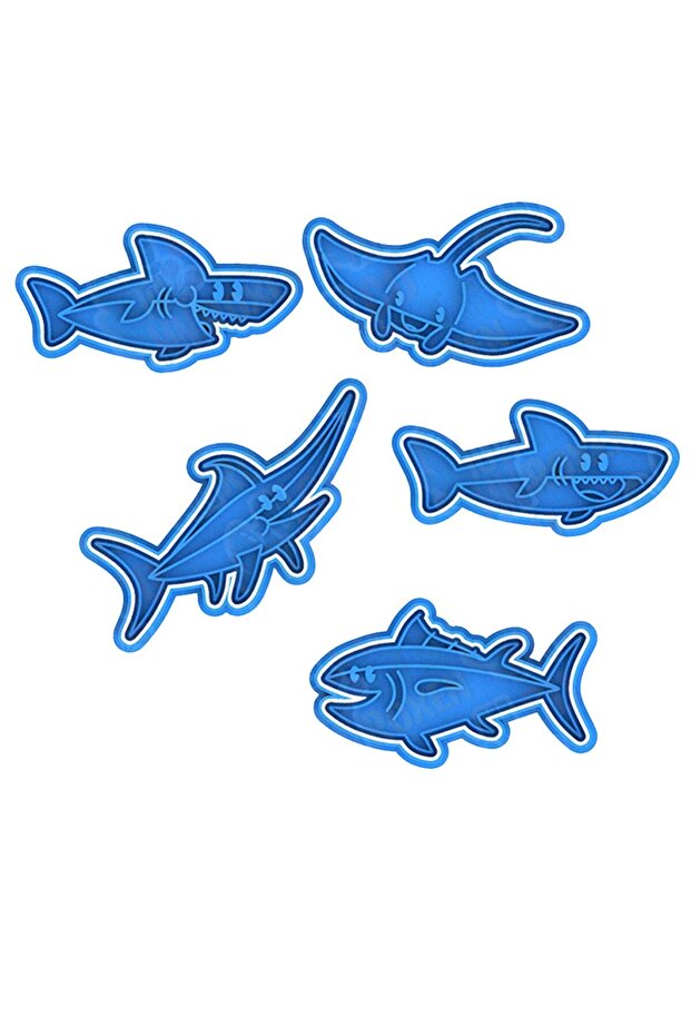 قالب بسكويت السمك اللطيف وقالب لب السكر مع 5 أنماط سمكة مختلفة