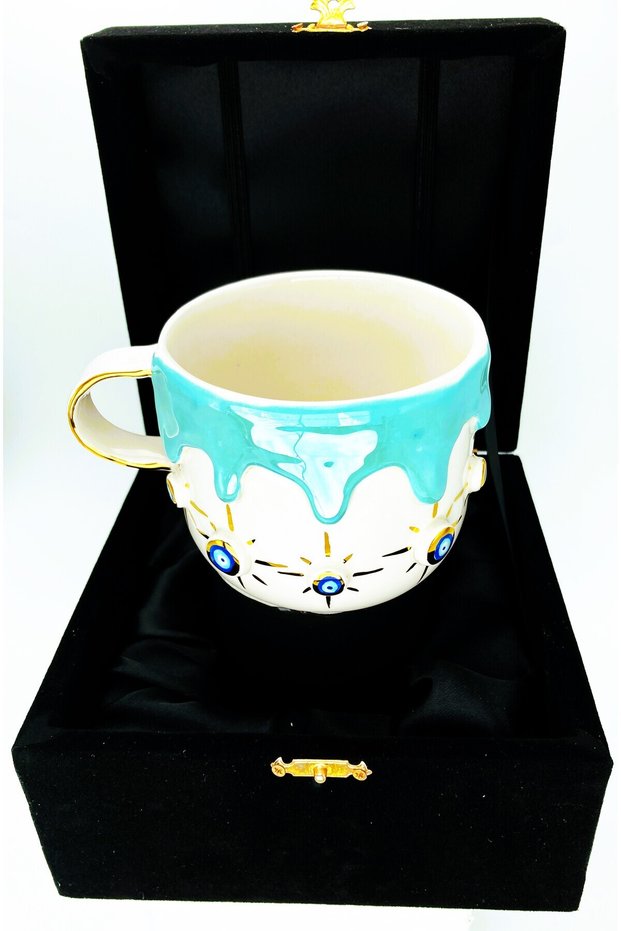 Luxury 24 Carat Evil Eye Hand Made Mug with Gold Detail 300 ml