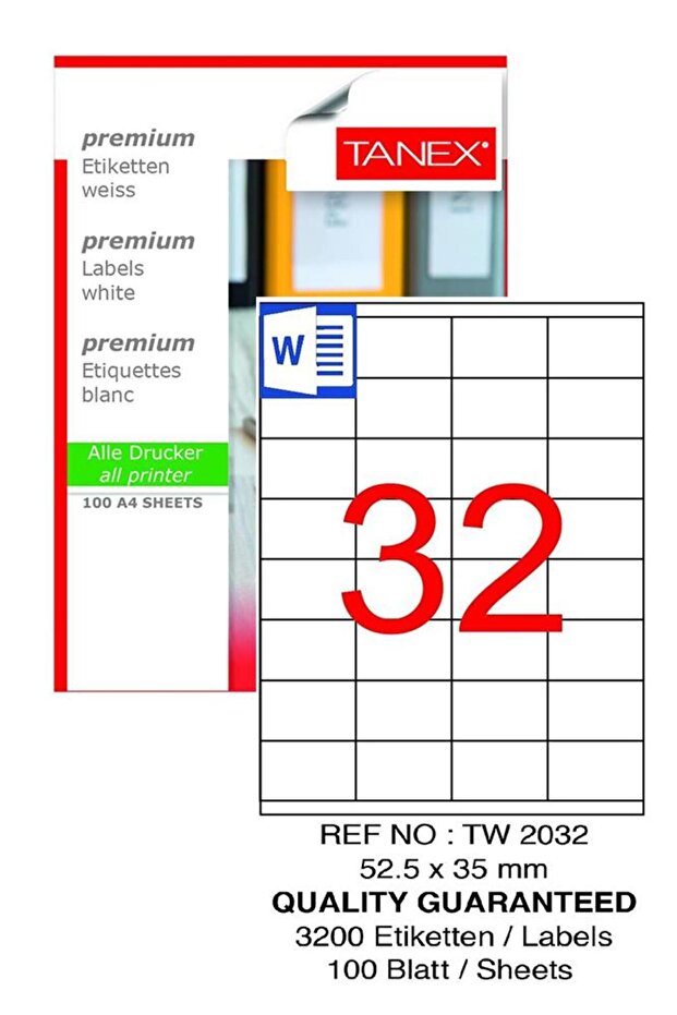 ملصق كمبيوتر Tw-2032 مقاس 52.5 × 35 مم 100 قطعة ملصق ليزر 1 حزمة Tanex دعوة شحن صندوق الطرود Eti