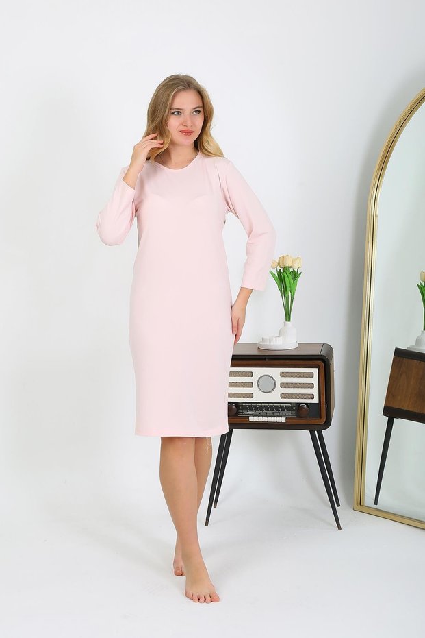 Fashion Line Cotton Home Dress Tunic Nightgown Salmon 13132