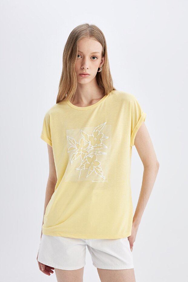 Crew Neck Printed Short Sleeve T-Shirt C9418Axyl115