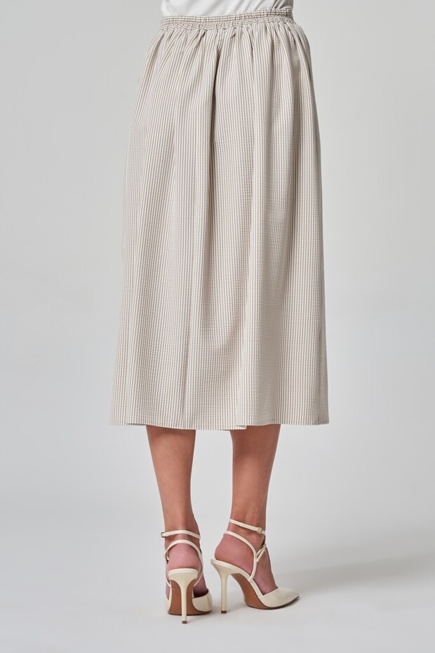 Çizgili Midi Etek - 6