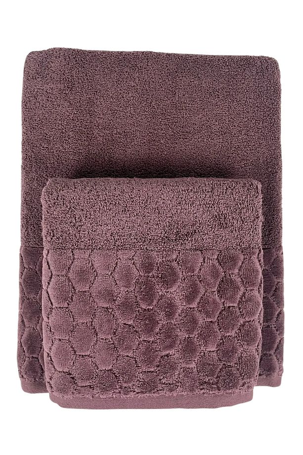 Mor Banyo Duş Havlu Seti 90x150 cm ve 50x90 cm Vücut ve Baş Kafa Havlusu 2 Parça - 1