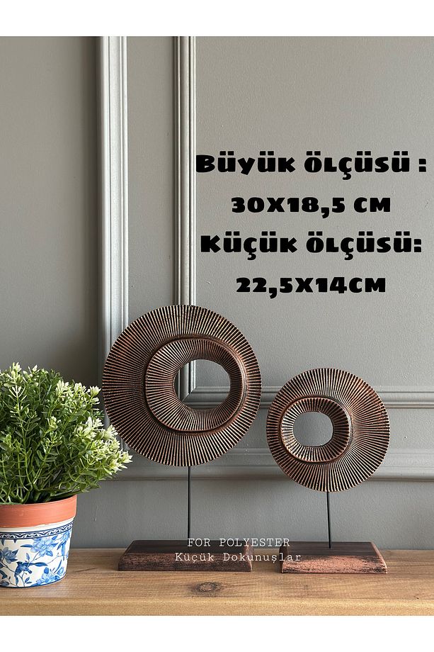 Dekoratif Masa Üstü , 2’li Takım Halka Biblo/dekor/ Bakır Renk - 3