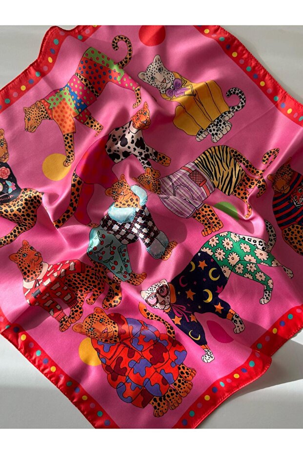 Eșarfă Bandana cu model leopard colorat - 3