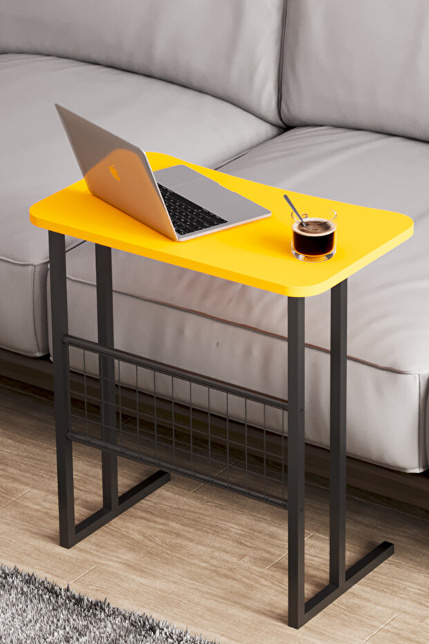 Metal Leg Laptop Stand Armchair Stand Breakfast Table Study Table - Yellow