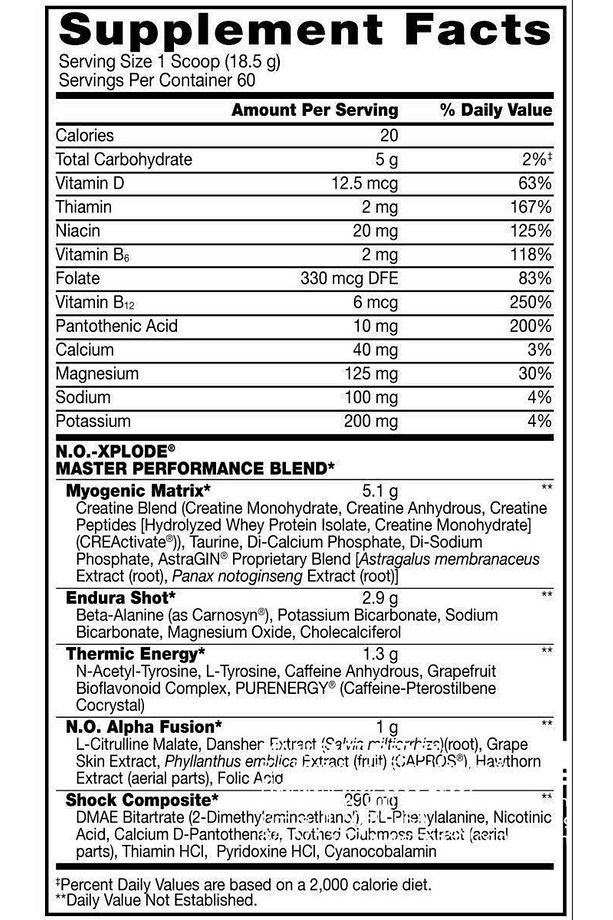 N.o.-xplode Legendary Pre-workout, Grape (555 G) No X Plode Extreme Maximum Performance Enerji - 3