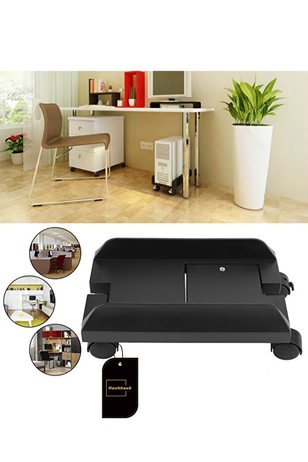 Mobile Tower Computer Stand with 4 Caster Wheels Adjustable Width Universal for PC Computer - 4