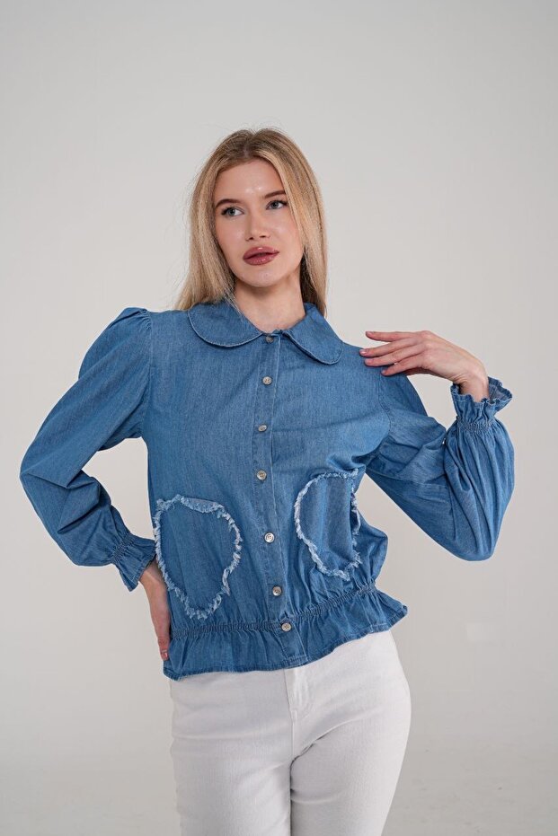 Kadın Kot Gömlek - 5