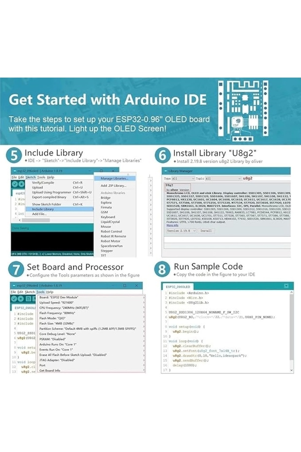 ESP32 Development Board Integrated 0.96 Inch OLED Display,CH340 Driver,WiFi+BLE Wireless Module,and - 5