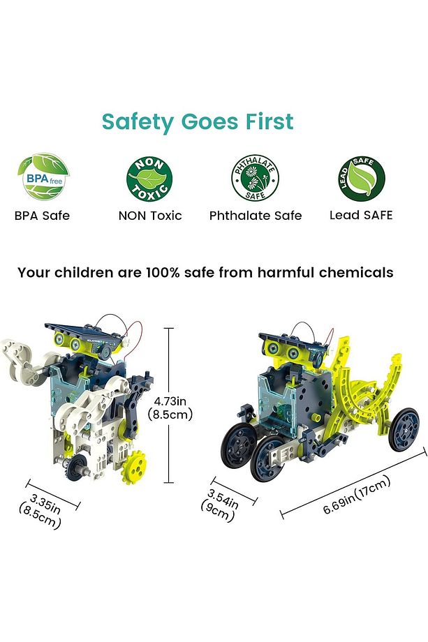 12si1 Arada Güneş Enerjili Robot Kiti, 8-12+ Yaş Çocuklar İçin DIY Yapı Oyuncağı, STEM Eğitim Seti - 5