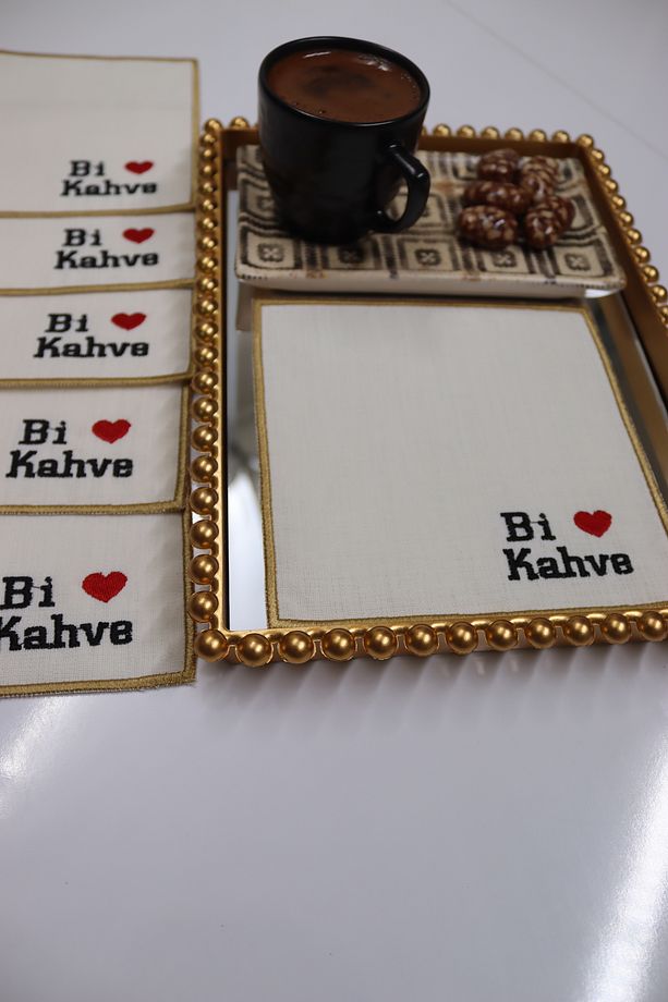 6 Adet Bi'Kahve Sunum Peçetesi Kahve Yanı Kokteyl Peçetesi - 3