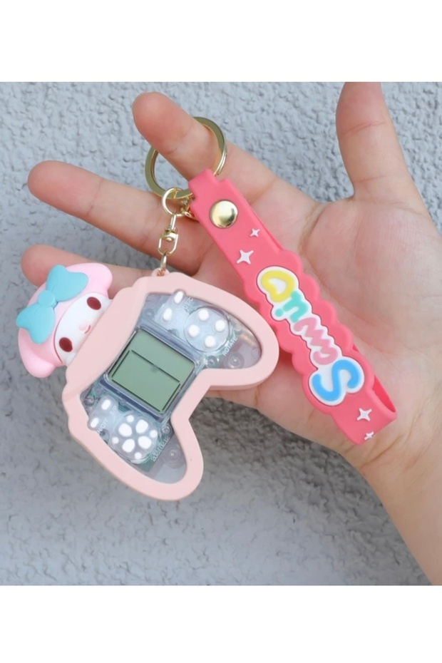 Keychain Silicone Sanrio Pompompurin Mini Game Tetris Game Console Keychain