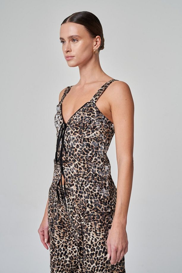 Bağcıklı Leopar Bluz - 3