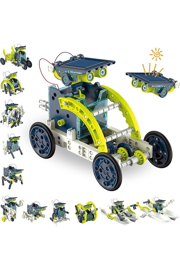 12si1 Arada Güneş Enerjili Robot Kiti, 8-12+ Yaş Çocuklar İçin DIY Yapı Oyuncağı, STEM Eğitim Seti - 1