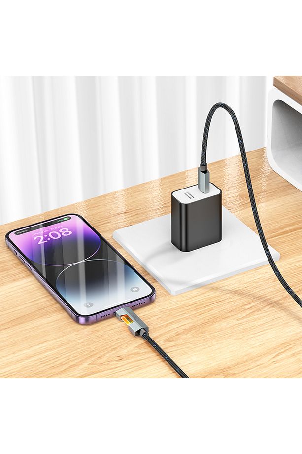 U123 27w 3a Pd Led Işıklı Iphone Uyumlu Lightning To Type-c Hızlı Şarj Veri Kablosu Siyah 1.2 Metre - 5