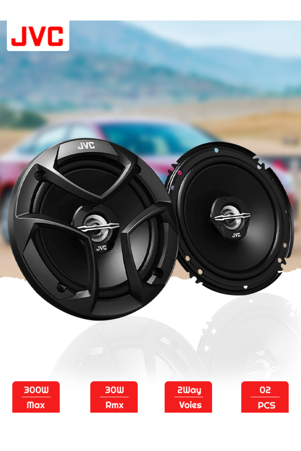 JVC CS-J620 16cm 2-Way Car Coaxial Speakers 300W Peak Power 30W RMS Pair - Mica Cone, 4Ω - 1