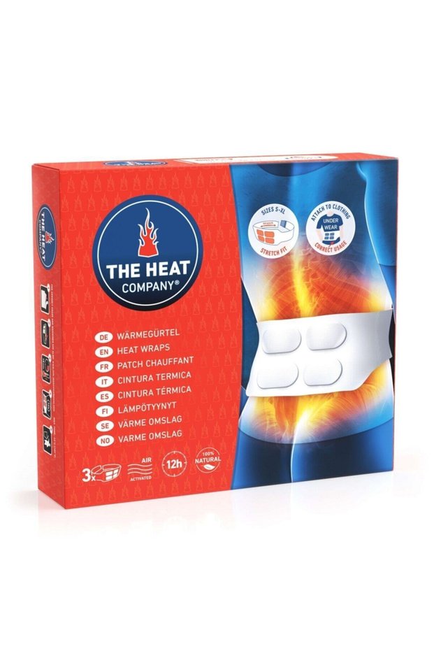 12 Hours 4-Pocket Heatwrap Waist Warmer with Belt 3 Pieces