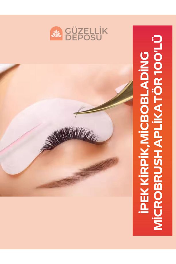 Microbrush Aplikatör 100'lü İpek Kirpik Fırçası, Microblading Fırçası - 3