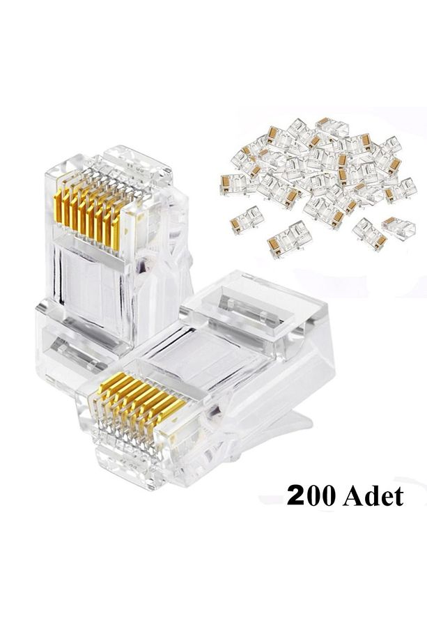 200 Adet Rj45 Cat5 Cat6 Ethernet Internet Kablo Soketi Konnektörü 8p8c Rj45 Jack Utp Jak Uç - 8
