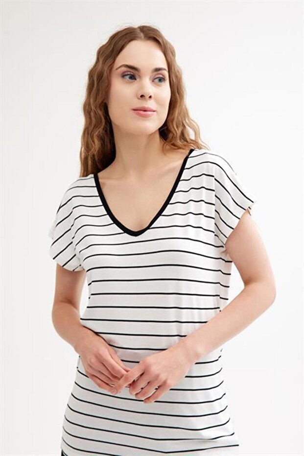 2 Pcs Front and Back V-Neck Basic Cotton T-Shirt - 6