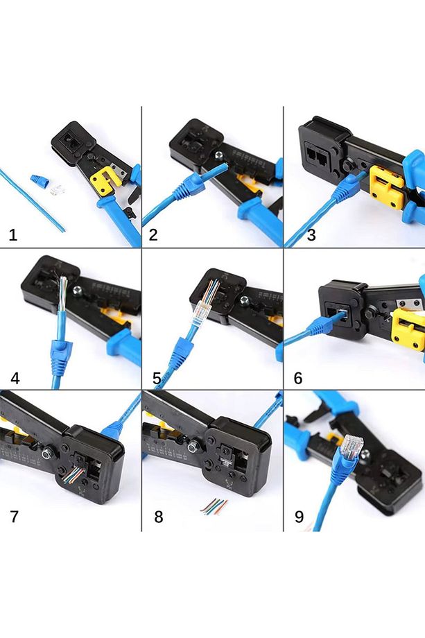 2'in 1 Yeni Nesil Jak Sıkma Aleti Rj45/rj12 8p8c Konektörler Için Cat5/6 Jak Pensesi 100 Adet - 7
