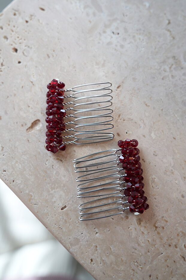 2 Pieces Mini Crystal Beaded Comb Buckle, Silver Comb Buckle, Wedding-Engagement-Wedding Hair Accessory