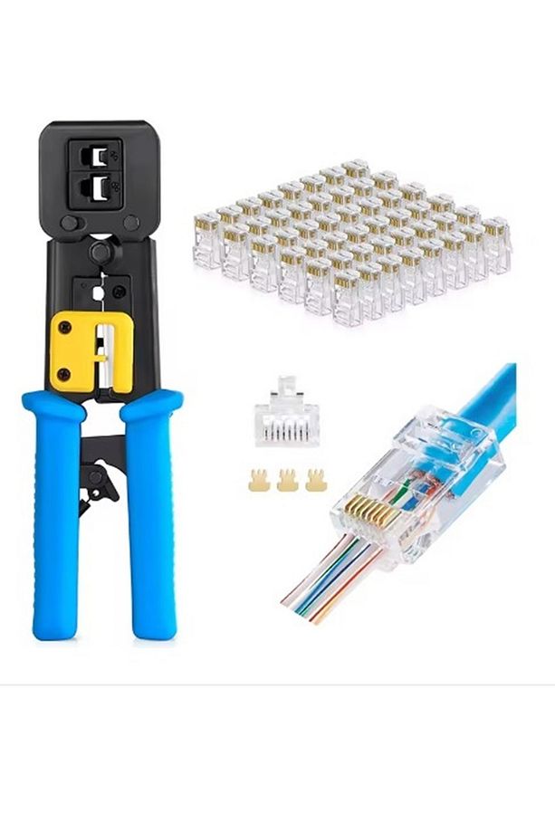 2'in 1 Yeni Nesil Jak Sıkma Aleti Rj45/rj12 8p8c Konektörler Için Cat5/6 Jak Pensesi 100 Adet - 1