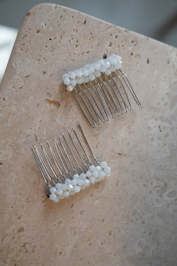 2 Pieces Mini Comb Barrette, Engagement-Wedding Hair Accessory 4 cm