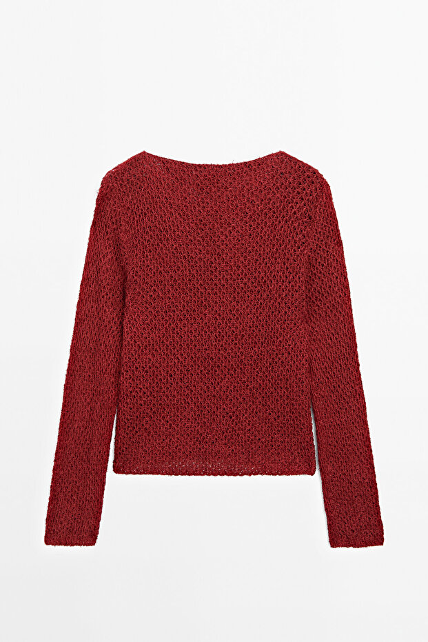 İp detaylı ajurlu kazak - 6