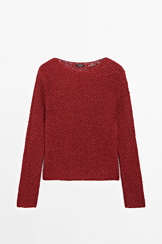 İp detaylı ajurlu kazak - 4