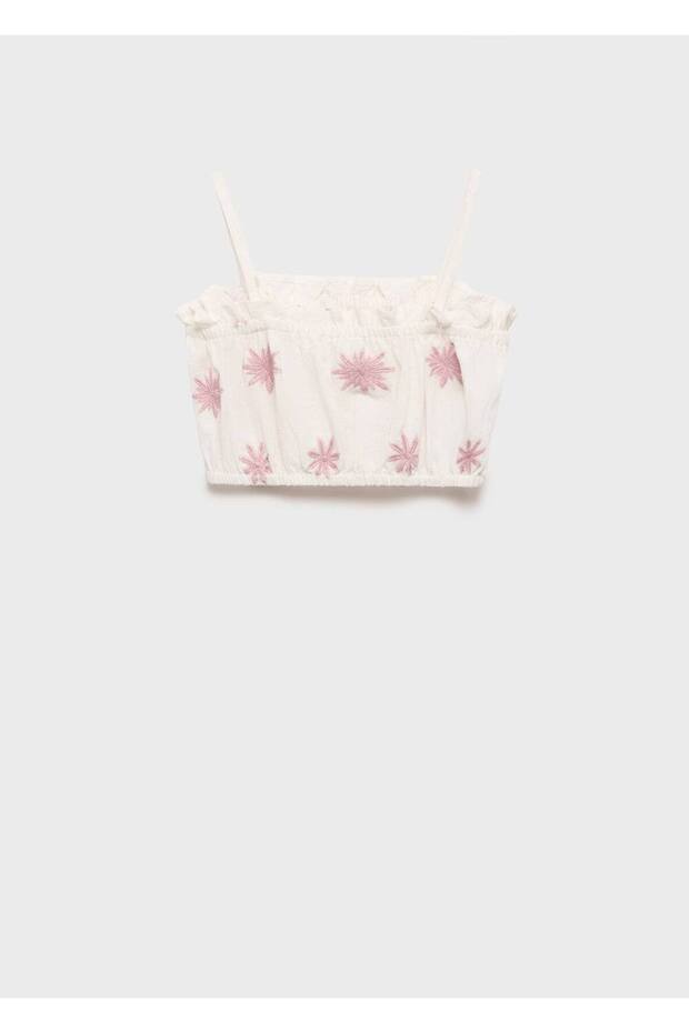 İşlemeli Crop Bluz - 2