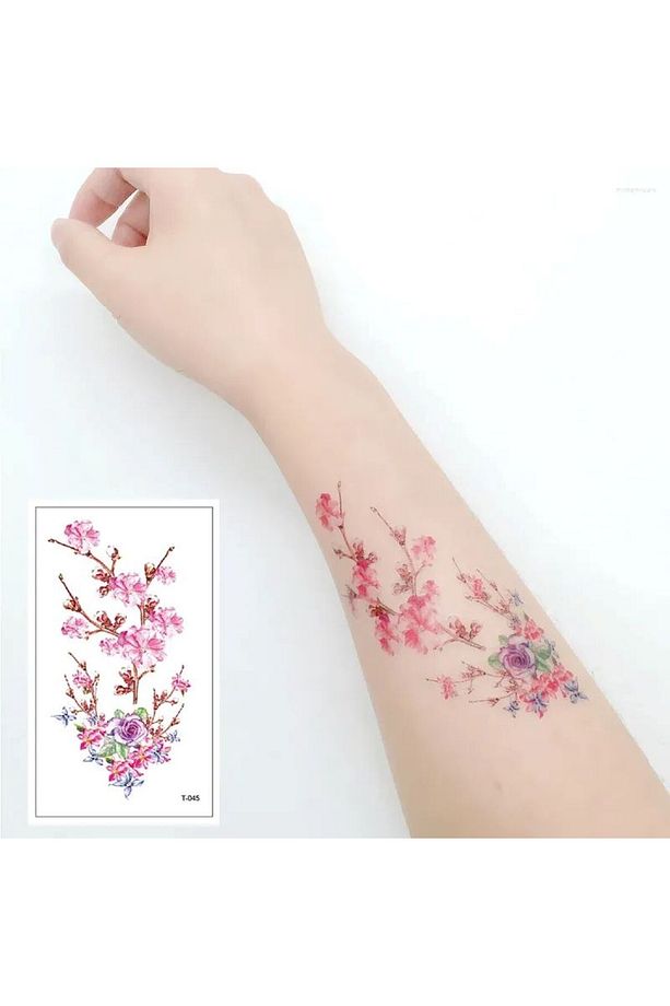 Gerçek Dövme Görünümlü Çiçek Gül Lotus Modelli 3 Boyutlu Tattoo - 3