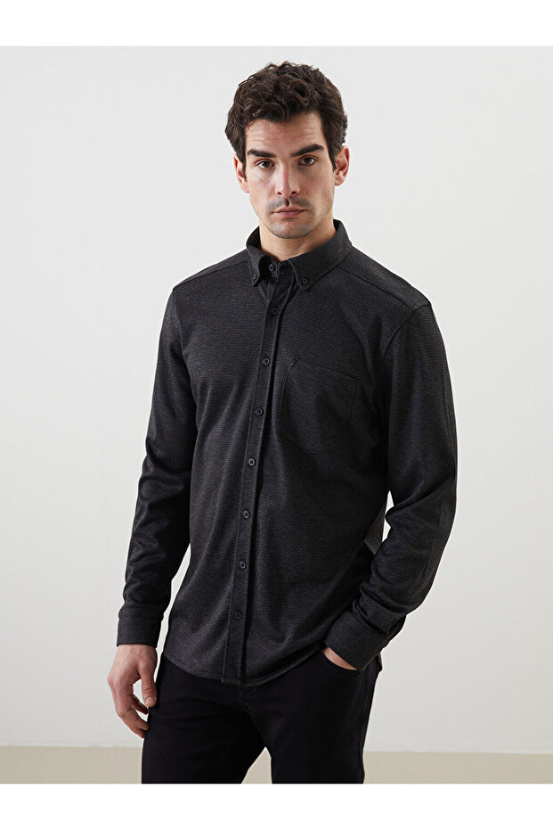 قميص رجالي بأكمام طويلة من NEVAVM بتصميم Regular Fit
