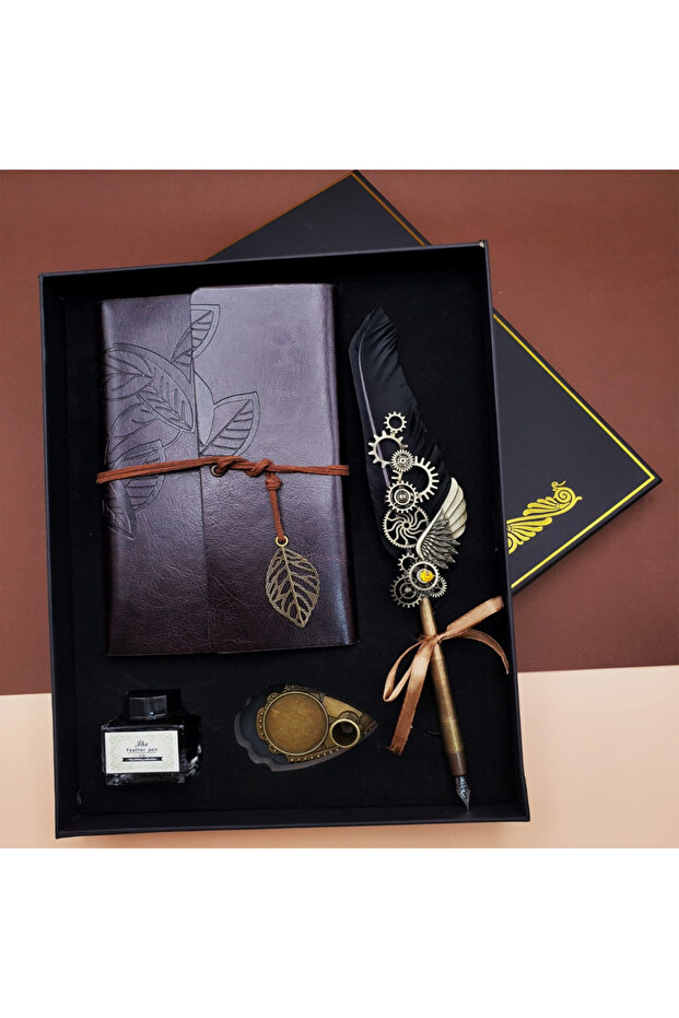 Feather Dip Inkwell Pen Set Black