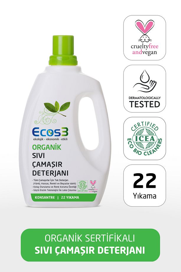 Organik Çamaşır Deterjanı, Vegan Sertifikalı, Bitkisel, Extra Konsantre, 22 Yıkama, 750 ml - 1