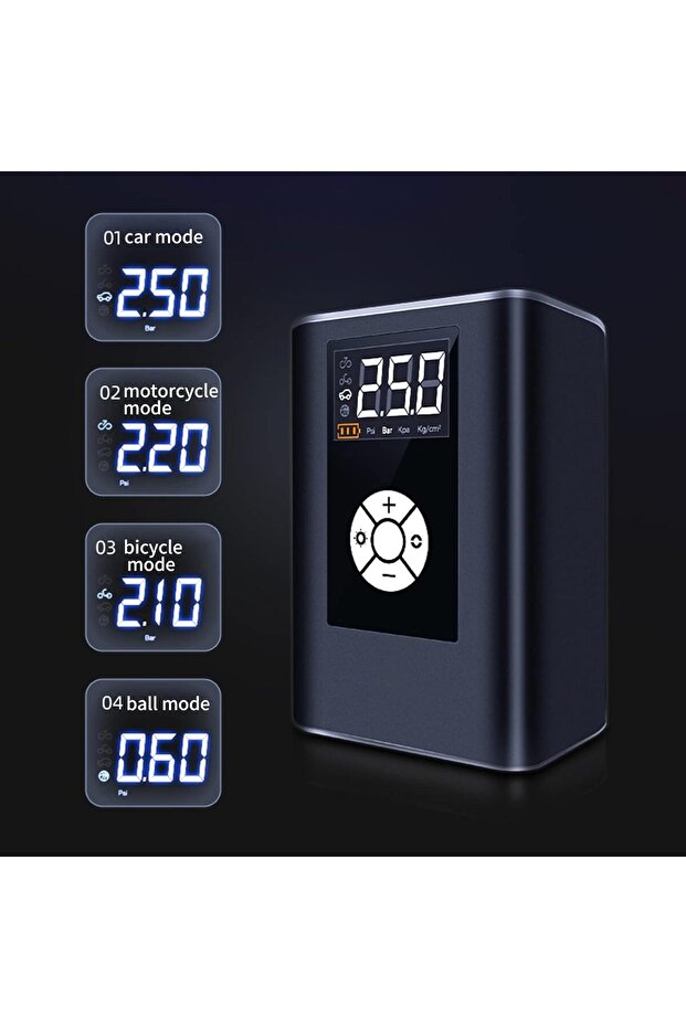 Portable Tire Inflator 150PSI, Electric Air Compressor with Pressure Gauge & LED Light