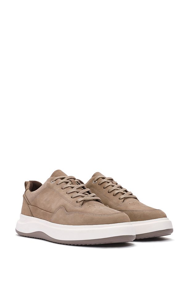 Erkek Vizon Bağcıklı Nubuk Deri Sneaker 25SFD6606V3 - 3