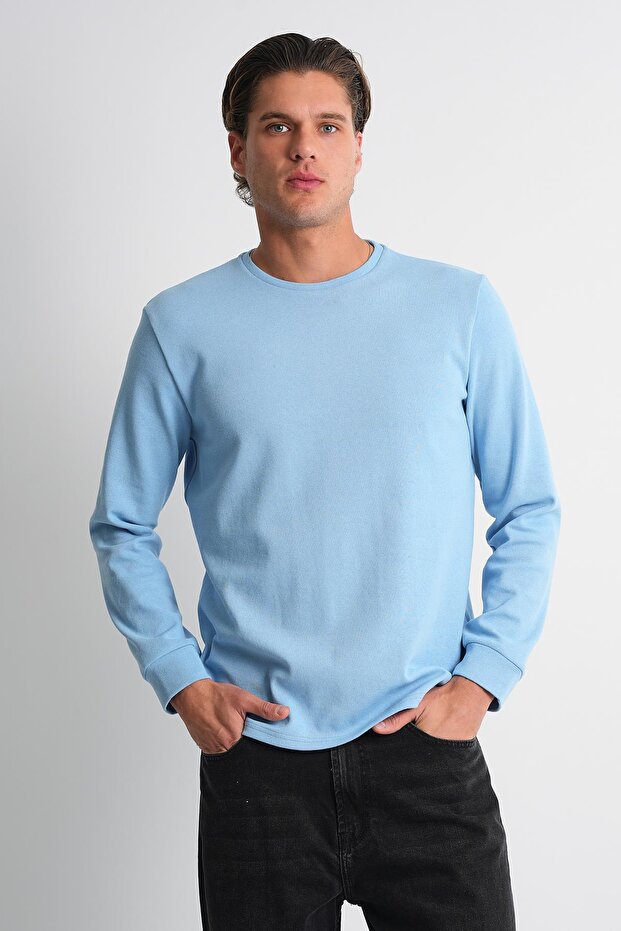 Long Sleeve Crew Neck Basic Sweatshirt - 2