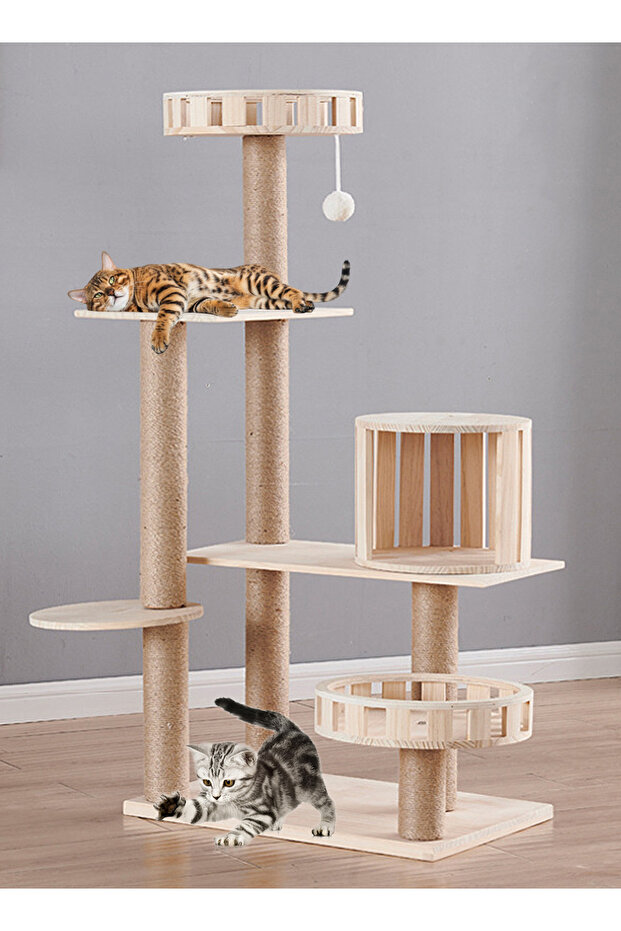 Solid Wood Cat Tree Cat Tower Cat Climbing Frame - 5