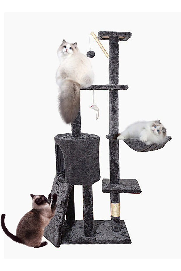 برج شجرة القطط، منصة قفز كبيرة للقطط، عمود قطط من السيزال - 1