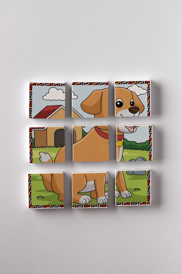 Manyetik Blok Çift Taraflı 9 Parçalı Mıknatıslı Puzzle 2 Görsel Köpek-Eşek YapBoz - 5