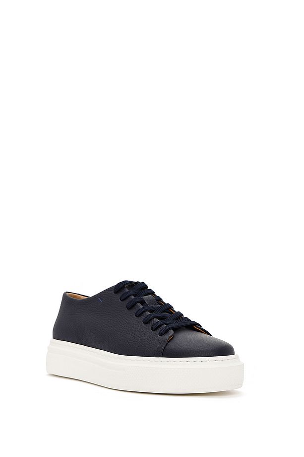 Erkek Lacivert Bağcıklı Kalın Tabanlı Deri Sneaker 25SFD6107FT - 6