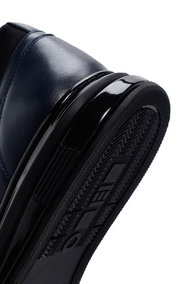 Erkek Lacivert Kalın Tabanlı Bağcıklı Deri Sneaker 25SFD674518 - 8