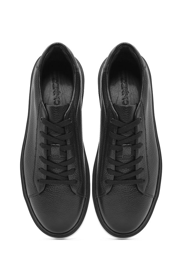 Erkek Siyah Bağcıklı Kalın Tabanlı Deri Sneaker 25SFD6124FT - 7
