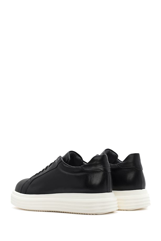 Erkek Siyah Kalın Tabanlı Bağcıklı Deri Sneaker 25SFD654118 - 5