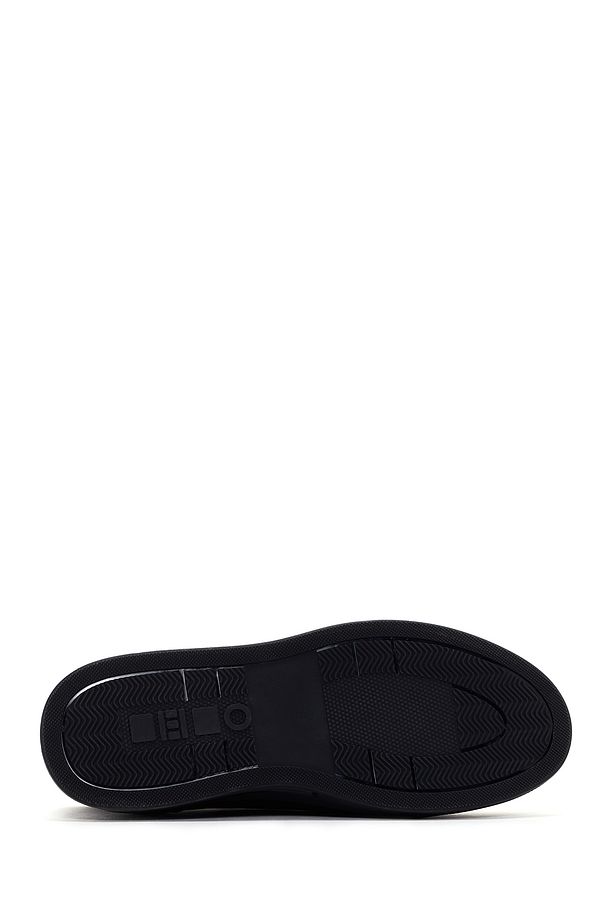 Erkek Lacivert Kalın Tabanlı Bağcıklı Deri Sneaker 25SFD674518 - 4