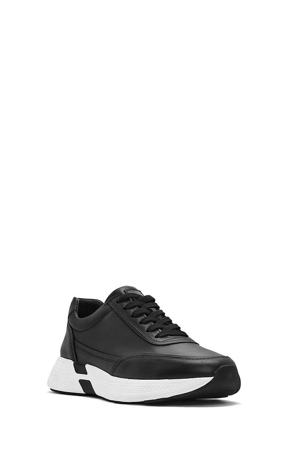 Erkek Siyah Bağcıklı Kalın Tabanlı Deri Sneaker 25SFD641518 - 6