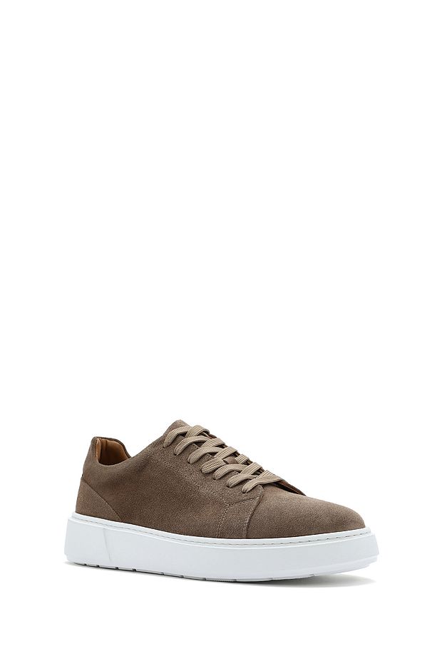 Erkek Bej Bağcıklı Süet Deri Sneaker 25SFD612710 - 6